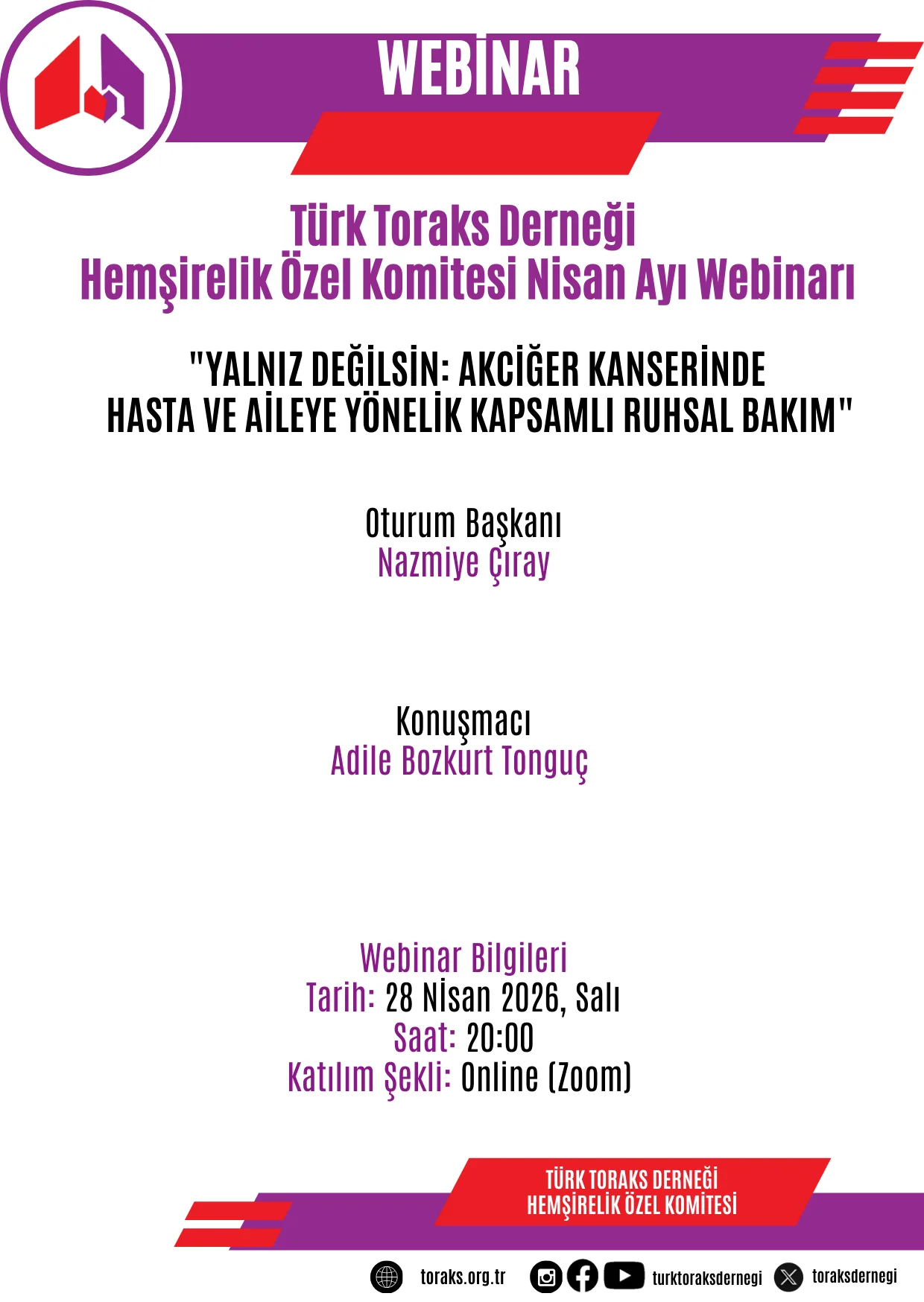 Türk Toraks Derneği Hemşirelik Özel Komitesi Nisan Ayı Webinar Duyurumuz: 