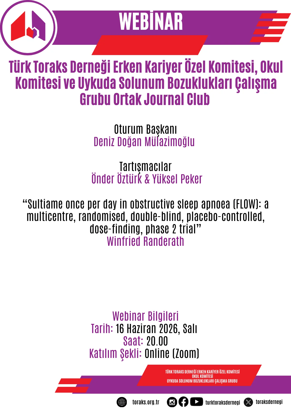 Türk Toraks Derneği Erken Kariyer Özel Komitesi, Okul Komitesi ve Uykuda Solunum Bozuklukları Çalışma Grubu Ortak Journal Club Duyurumuz