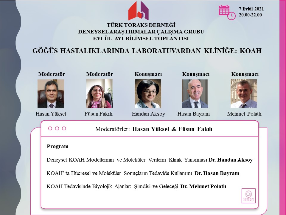 Türk Toraks Derneği Deneysel Araştırmalar Çalışma Grubu Eylül Ayı Webinar Duyurumuz: 