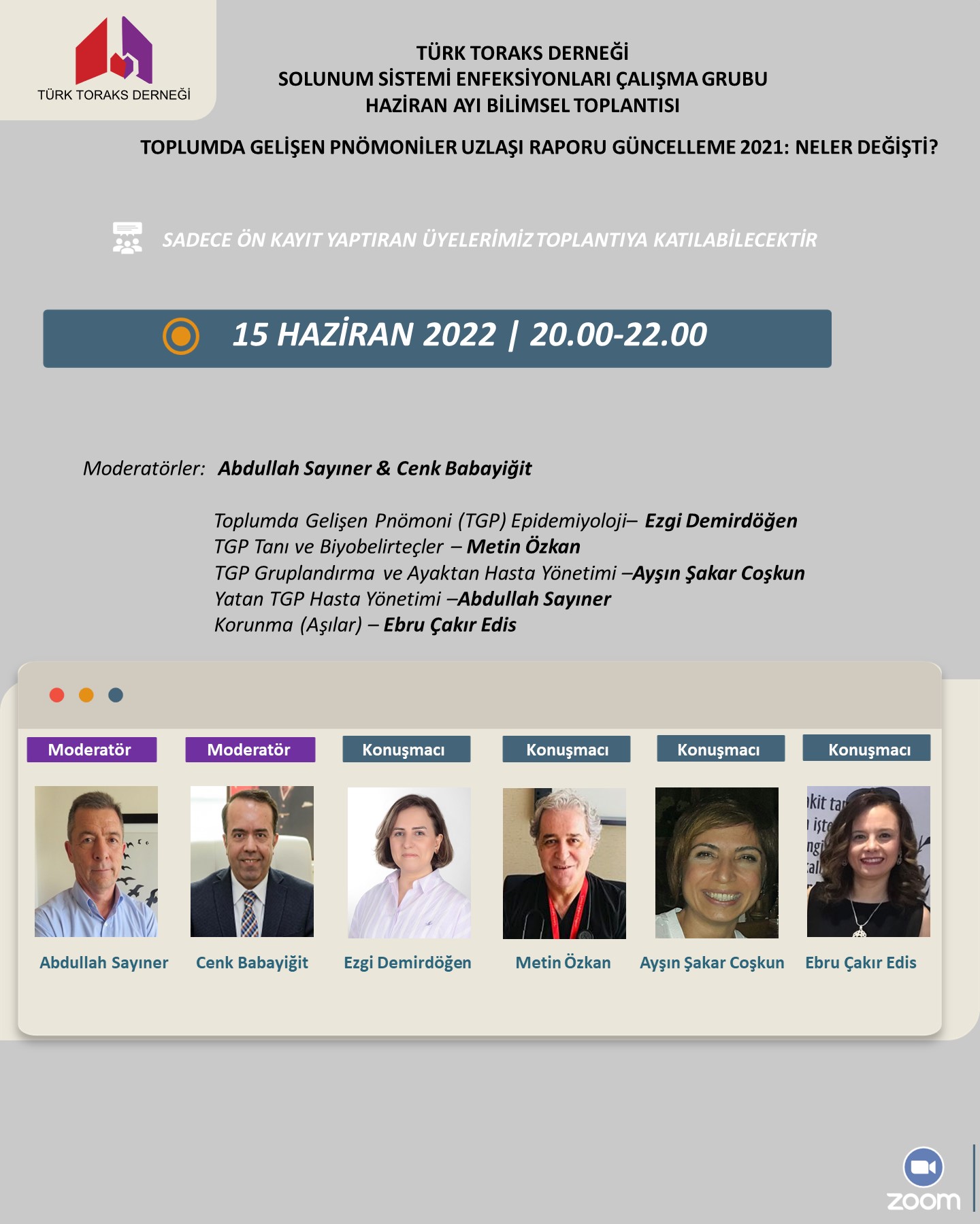Türk Toraks Derneği Solunum Sistemi Enfeksiyonları Çalışma Grubu Haziran Ayı Webinar Duyurumuz: 