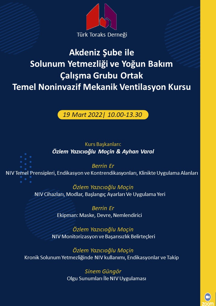 Türk Toraks Derneği Akdeniz Şubesi ile Solunum Yetmezliği ve Yoğun Bakım Çalışma Grubu Ortak 