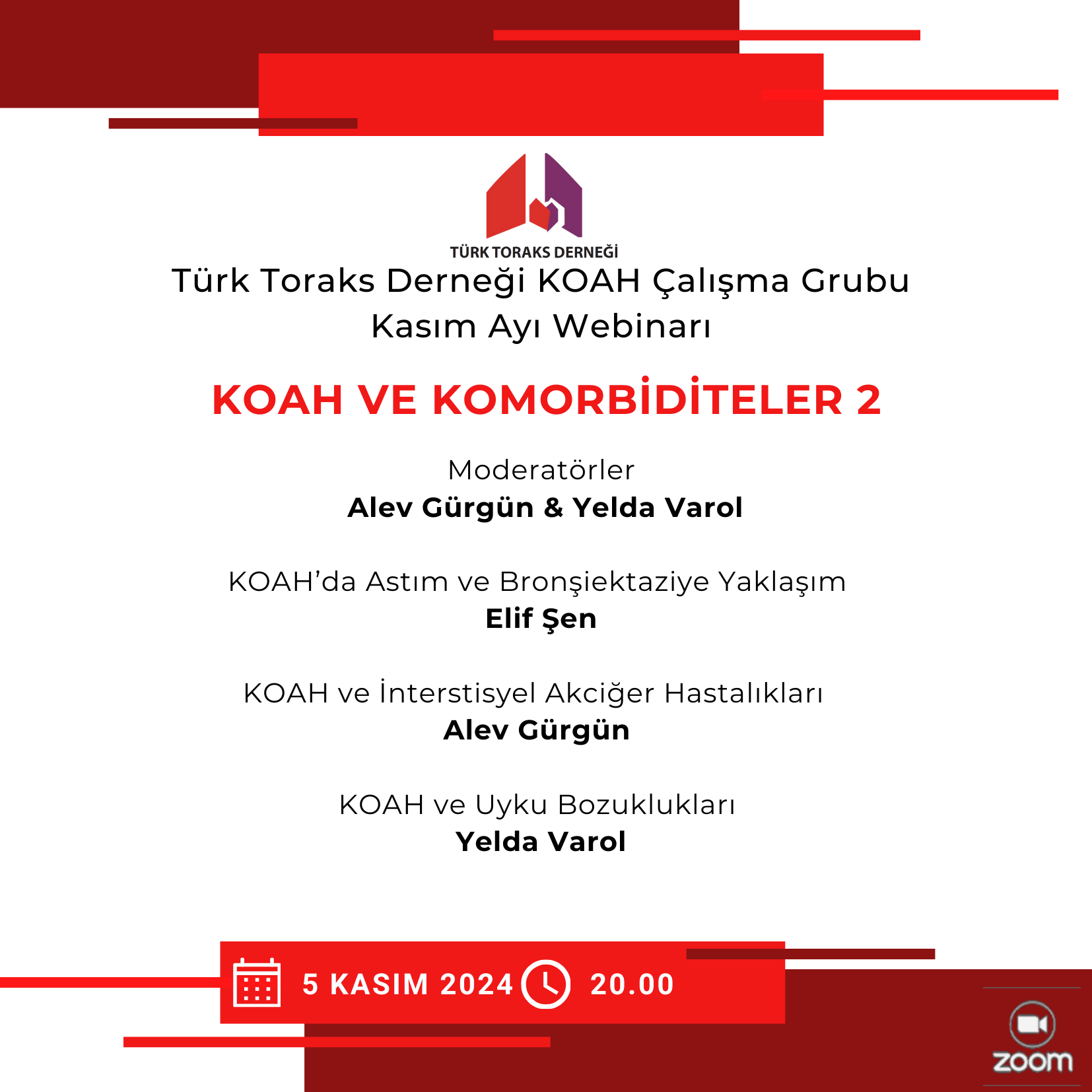 Türk Toraks Derneği KOAH Çalışma Grubu Kasım Ayı Webinar Duyurumuz: 
