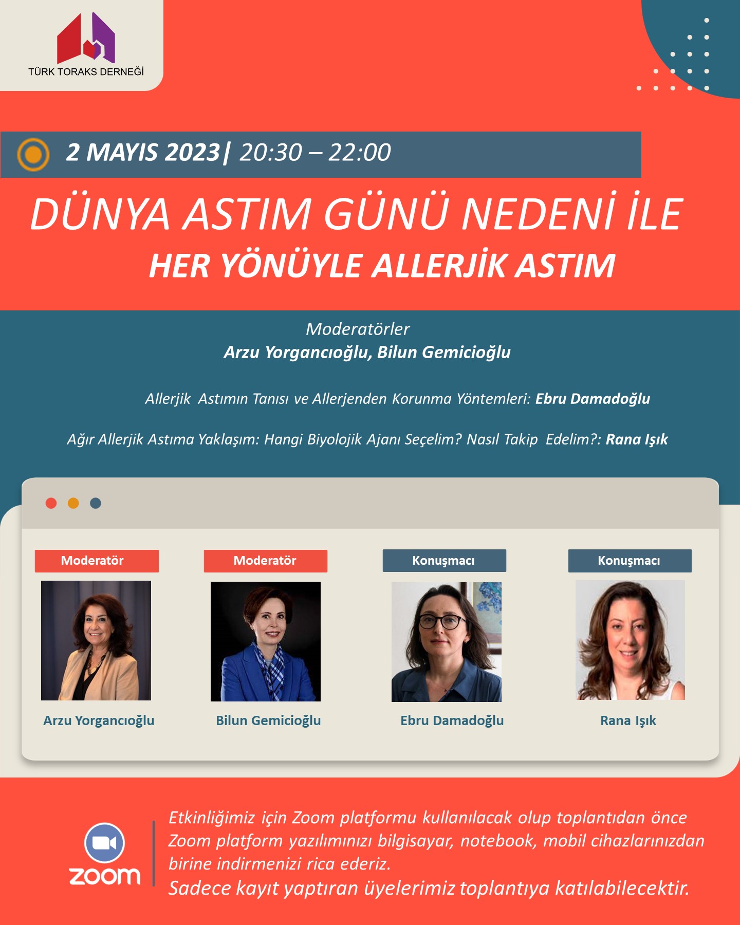 Türk Toraks Derneği Astım ve Allerji Çalışma Grubu Mayıs Ayı Webinar Duyurumuz:“Her Yönüyle Allerjik Astım”