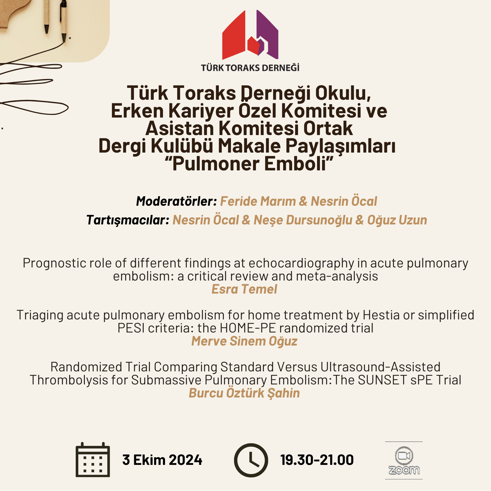 Türk Toraks Derneği Okulu, Erken Kariyer Özel Komitesi ve Asistan Komitesi Ortak: 