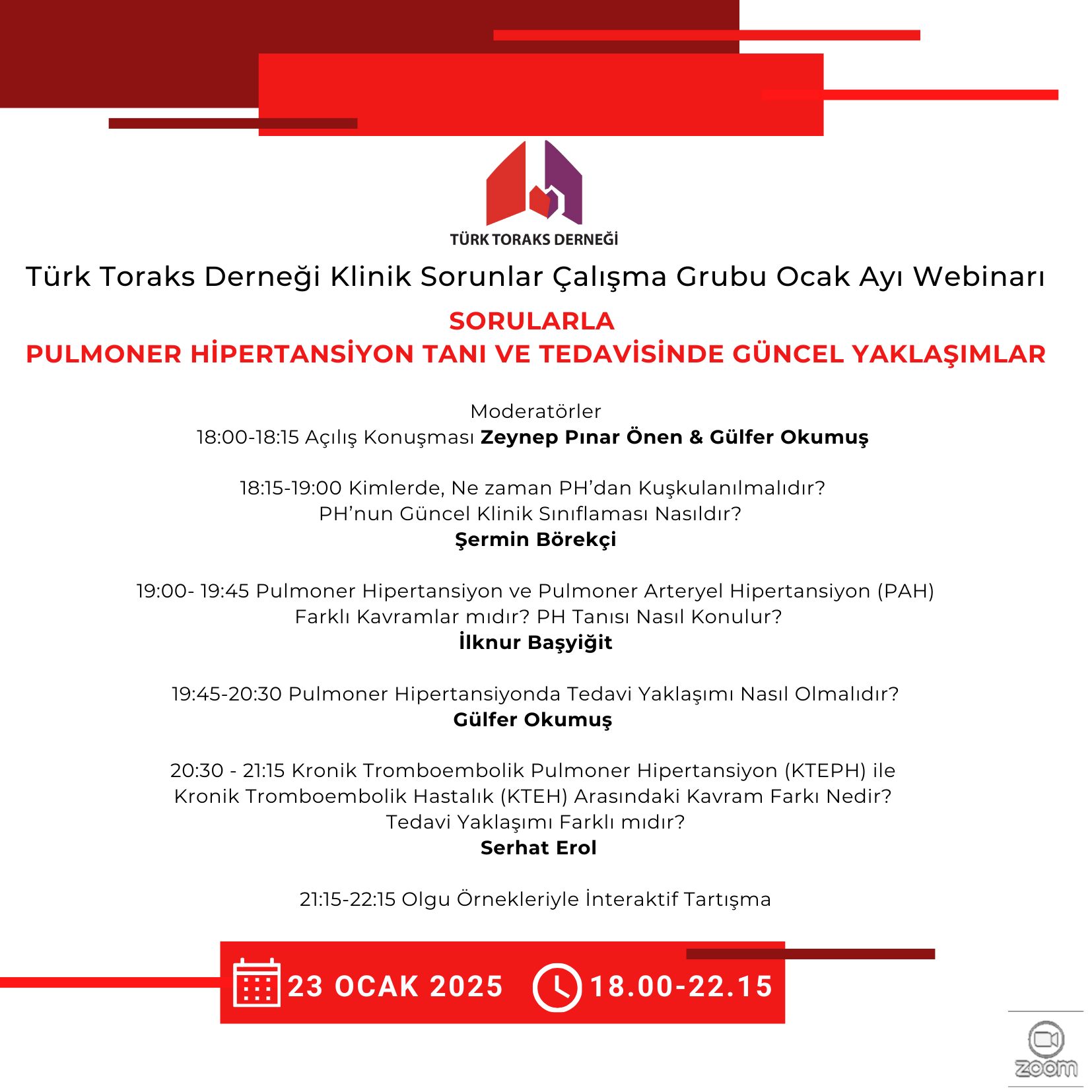 Türk Toraks Derneği Klinik Sorunlar Çalışma Grubu Ocak Ayı Webinar Duyurumuz: 