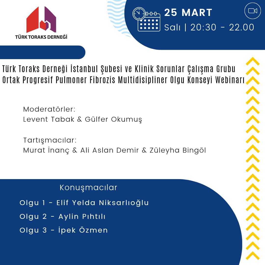Türk Toraks Derneği İstanbul Şubesi ve  Klinik Sorunlar Çalışma Grubu Ortak Webinar Duyurumuz 