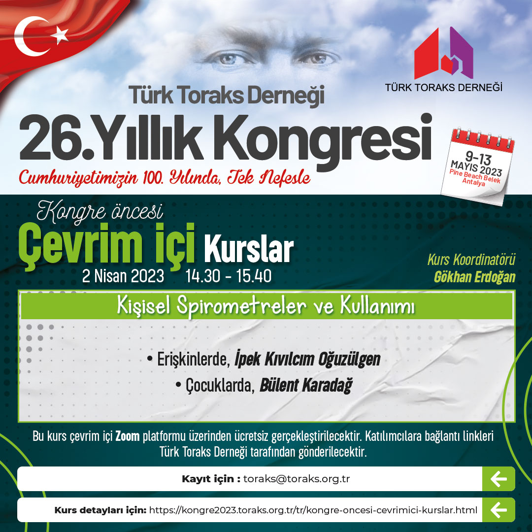 Türk Toraks Derneği 26. Yıllık Kongresi Kongre Öncesi Çevrim İçi Kurs Duyurumuz: 