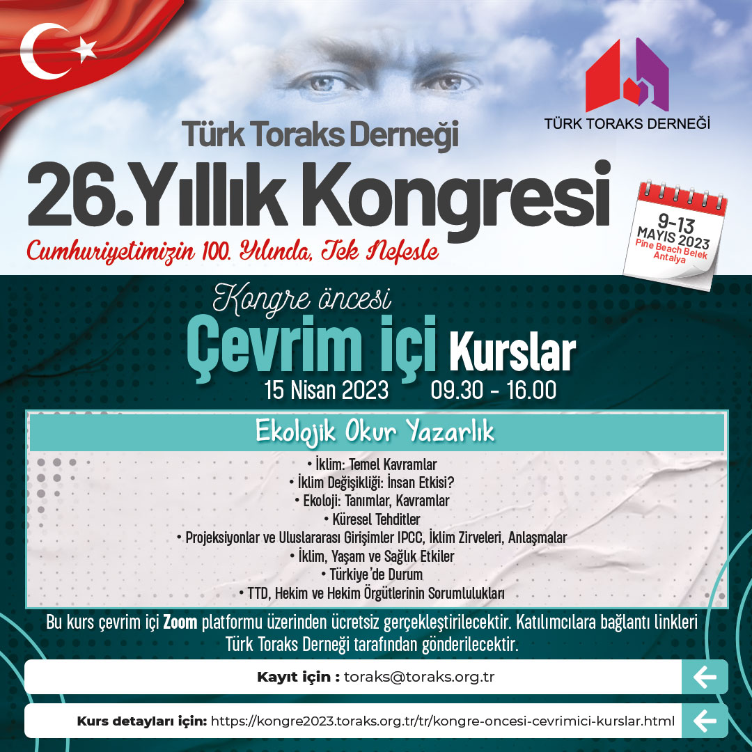 Türk Toraks Derneği 26. Yıllık Kongresi Kongre Öncesi Çevrim İçi Kurs Duyurumuz: 