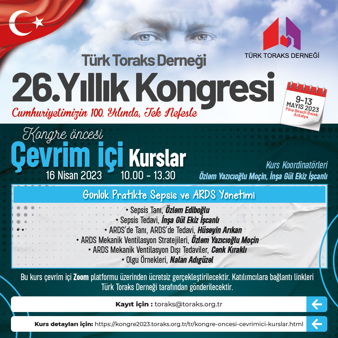 Türk Toraks Derneği 26. Yıllık Kongresi Kongre Öncesi Çevrim İçi Kurs Duyurumuz: 