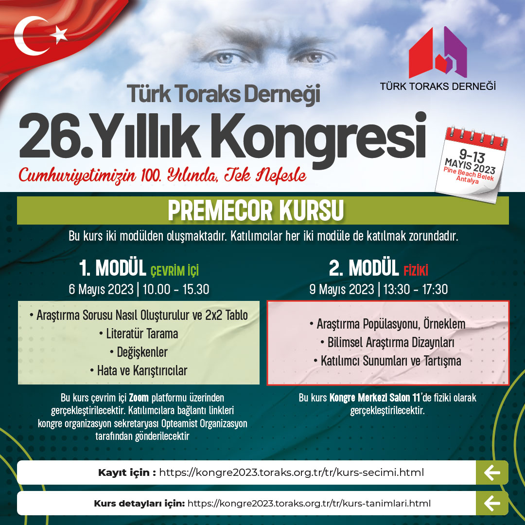 Türk Toraks Derneği 26. Yıllık Kongresi Kongre Öncesi Çevrim İçi Kurs Duyurumuz: 