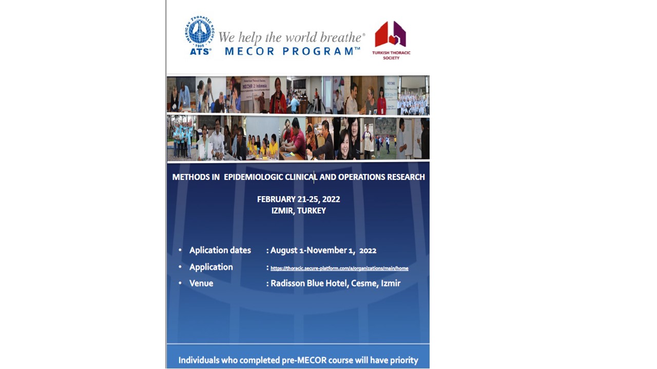 MECOR (Methods In Epidemiologic, Clinical And Operations Research) Kursu Level-1,Level-2 ve Level-3 Programı Açıklandı