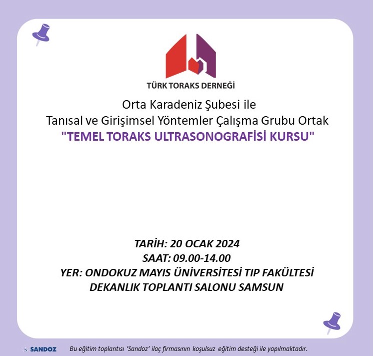 Türk Toraks Derneği Orta Karadeniz Şubesi ile Tanısal ve Girişimsel Yöntemler Çalışma Grubu Ortak 